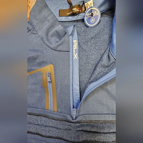 RLX ウィッキングジャケット M 水色 RLX Ralph Lauren Pullover Jacket Men's XXL Blue Herringbone 1/4